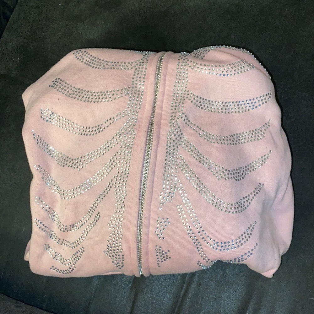skull print rhinestone hoodie